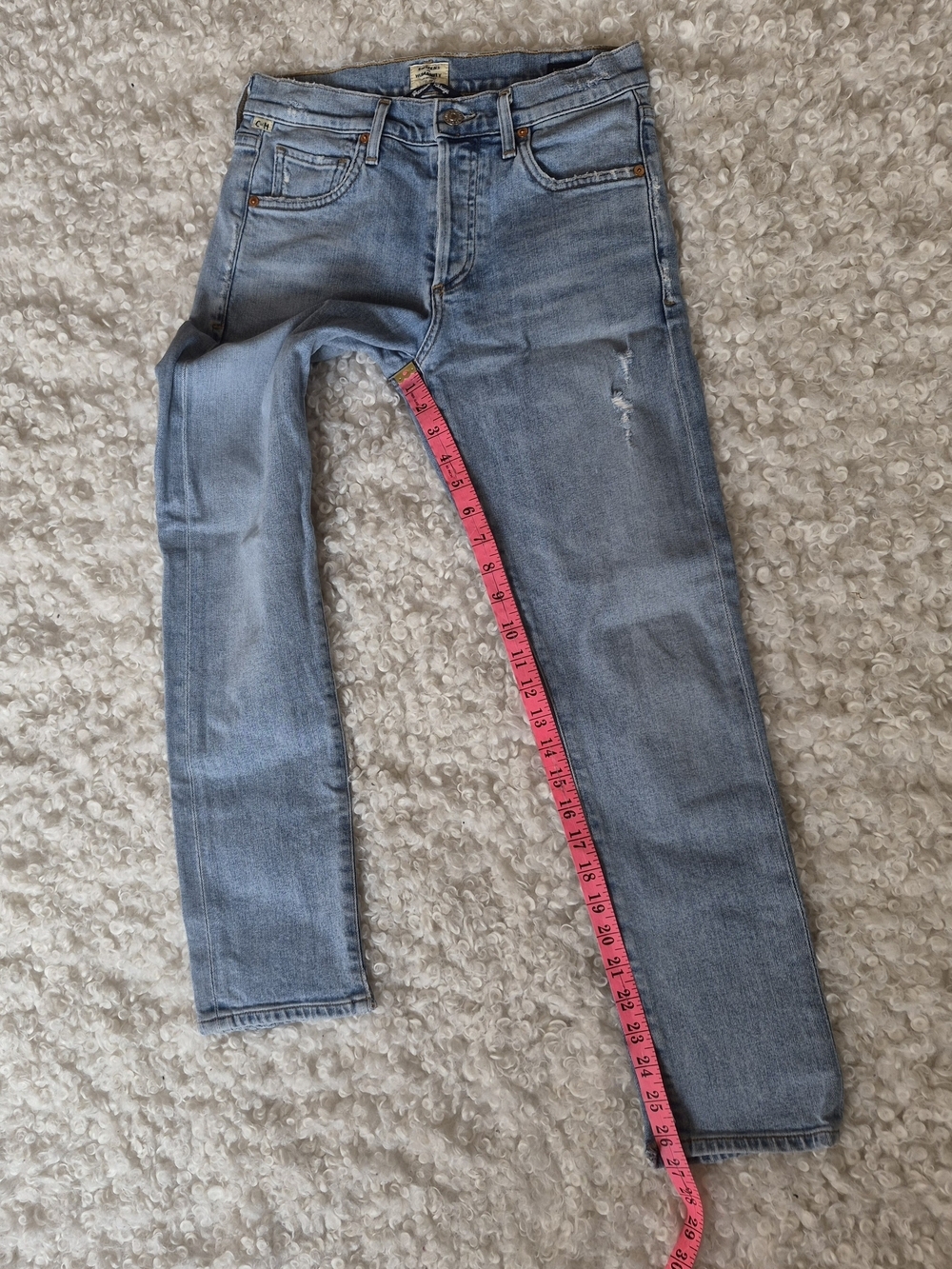 Citizens of Humanity Emerson Slim Boyfriend Jeans Light Wash Distressed Grunge - Picture 14 of 16